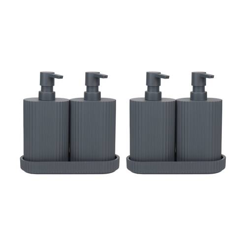 2PK Eco Basics Wash Station Duo Soap Dispenser Resin Plastic Bathroom - Graphite