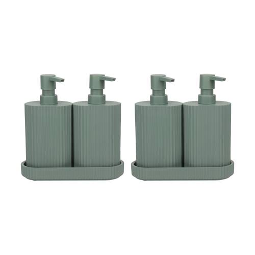 2PK Eco Basics Wash Station Duo Soap Dispenser Resin Plastic Bathroom - Green