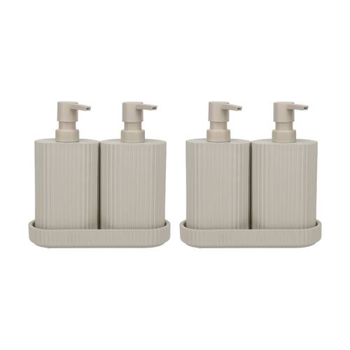 2PK Eco Basics Wash Station Duo Soap Dispenser Resin Plastic Bathroom - Taupe