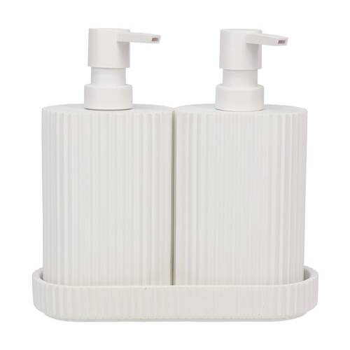 Eco Basics Wash Station Duo Soap Dispenser Resin Plastic Bathroom - White