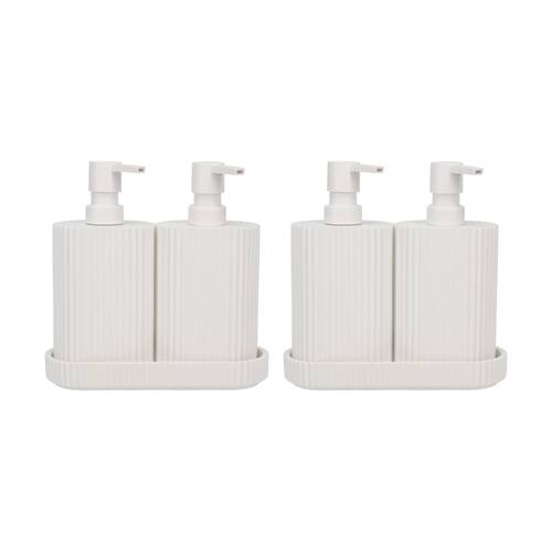 2PK Eco Basics Wash Station Duo Soap Dispenser Resin Plastic Bathroom - White