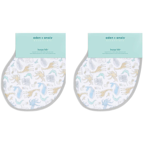 2x Aden Anais Natural History-Species Cotton Baby Burpy Bib