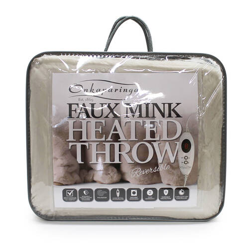 Onkaparinga Faux Mink Heated Throw/Electric Blanket w/LED Heat Control Soap