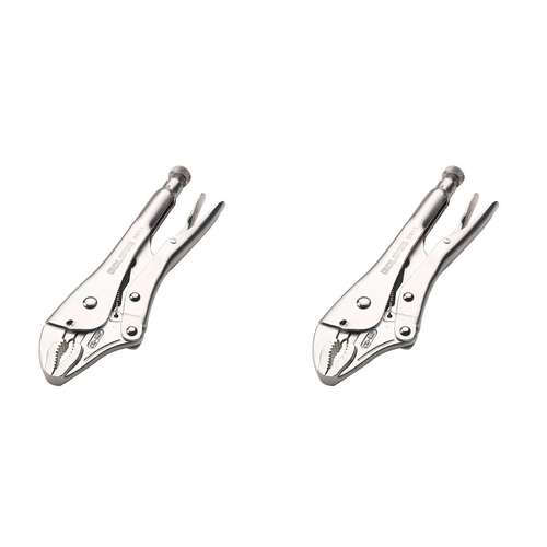2PK Eclipse Pro Tools Steel Clamp Locking Plier Curved Jaw w/ Cutter 250mm SLV