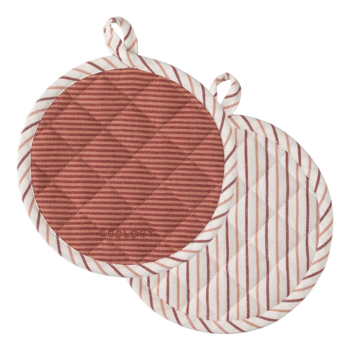 2pc Ecology Trattoria 100% Cotton Round Pot Holder Set 20cm
