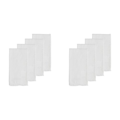 2x 4pc Ecology Cotton Fray Dinner Table Napkins 45cm White
