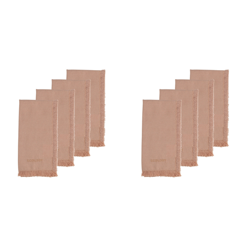 2x 4pc Ecology Cotton Fray Dinning Table Napkins 45cm Blush
