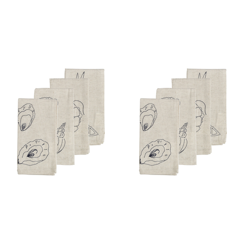2x 4pc Ecology Cotton/Linen Feast Napkins 45x45cm Flax
