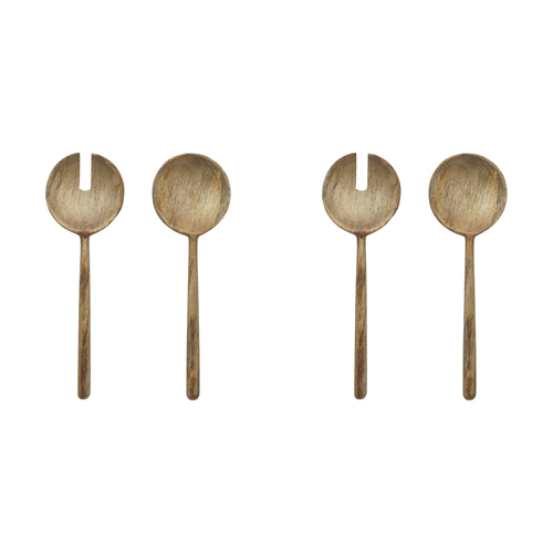 2x 2pc Ecology Mango Wood Rustic Drift Salad Servers 28cm