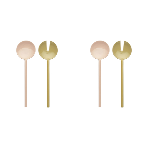 2x 2pc Ecology Stainless Steel/Enamel Apostle Salad Servers 26cm Blush & Ochre