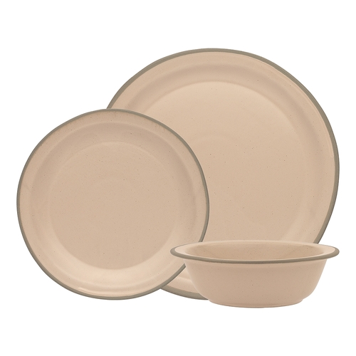 12pc Ecology Tahoe Stoneware Dinner Plates/Side Plates/Bowls Set Apricot