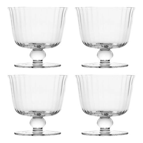 4pc Ecology Classic Timeless Soda Lime Glass Mini Bowls Fluted 10cm Clear
