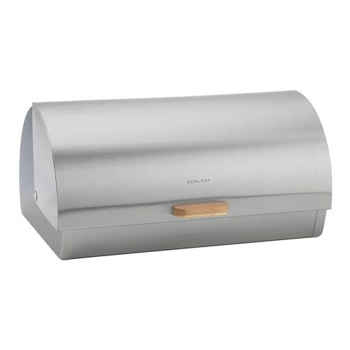 Ecology Provisions 18cm Stainless Steel & Acacia Bread Bin - Silver