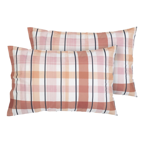 Ecology Isla Pillowcase Pair Size 73 x 48cm Clay/Pink Bedding