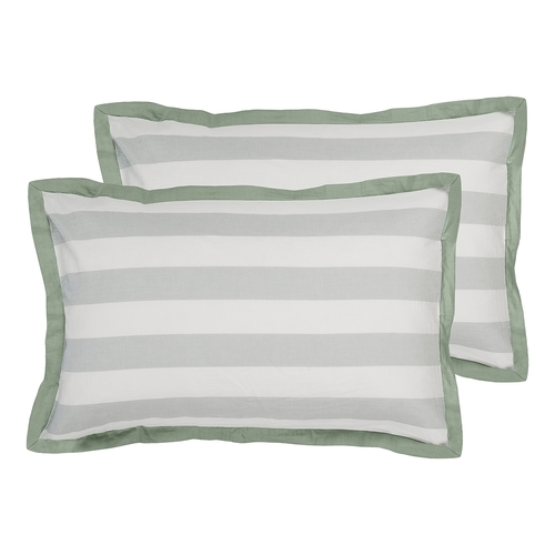 Ecology Horizon Pillowcase Pair Size 73 x 48cm Blue/White/Sage Bedding