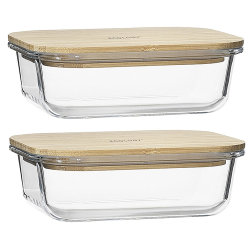 2PK Ecology Norish 17x12.5cm Rectangle Storage Container w/ Bamboo Lid - Clear