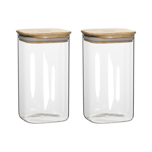 2x Ecology Pantry 19cm Square Canister Storage - Clear