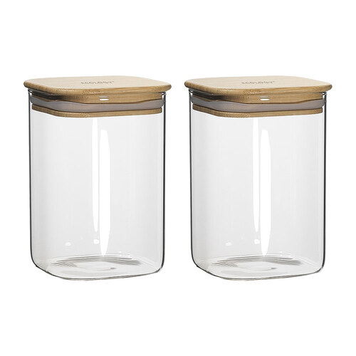 2x Ecology Pantry 15cm Square Canister Storage - Clear