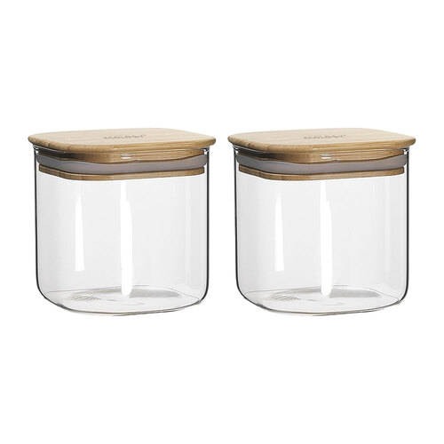 2x Ecology Pantry 10.5cm Square Canister Storage - Clear