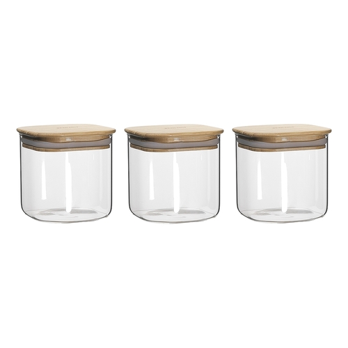 3pc Ecology Pantry 10.5cm Square Clear Glass Canisters Set