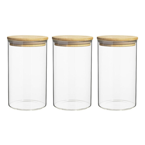 3pc Ecology Pantry Round Glass Storage Canisters 