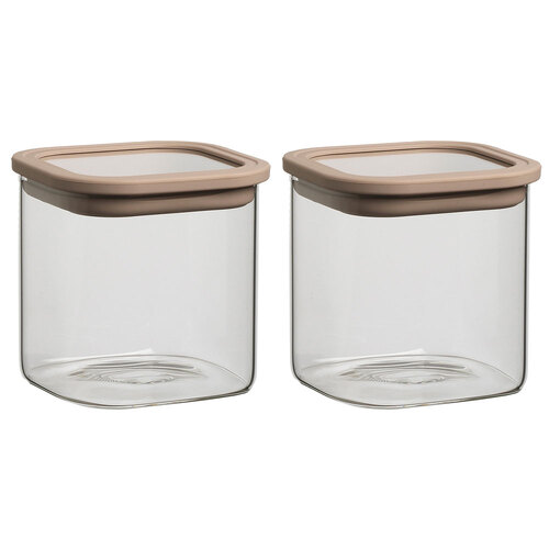 2PK Ecology Store Square 700ml/11cm Glass Canister w/ Lid - Clear