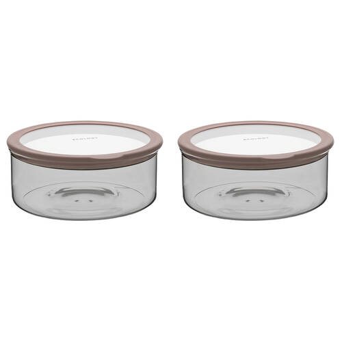 2PK Ecology Store Round 1.8L Glass Barrel/Canister 20.8cm - Clear Lid
