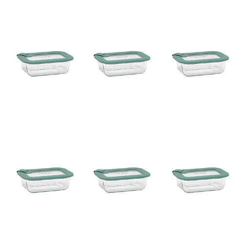 6PK Ecology Store Rectangle Glass Food Container 370ml - Eucalyptus