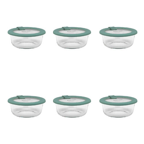 6PK Ecology Store Round Glass Food Container 400ml - Eucalyptus