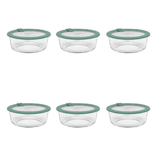 6PK Ecology Store Round Glass Food Container 950ml - Eucalyptus