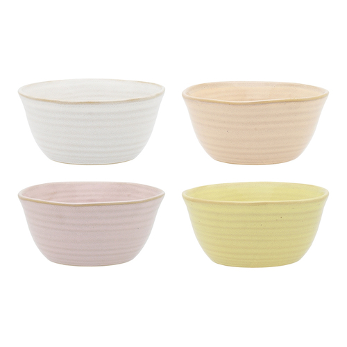 4pc Ecology Ottawa Stoneware Rice Bowls Pastel Colour Set 13.5x6cm