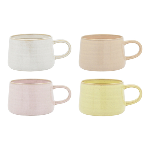4pc Ecology Ottawa Stoneware Mugs Pastel Colours Set 365ml