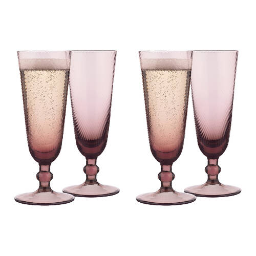 4pc Ecology Aveline Glass Champagne Flutes/Glasses Set Plum 150ml