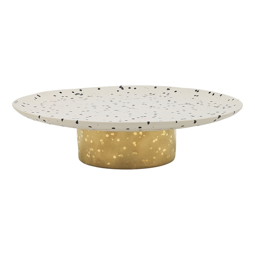Ecology Speckle Stoneware Footed Cake Stand, Polka With Gold Base 32x8cm