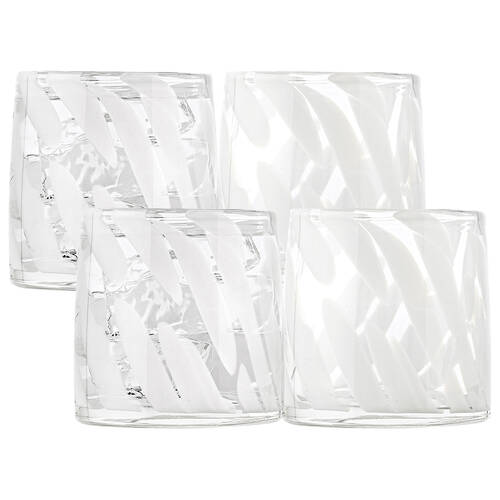 4pc Ecology Camille Soda Lime Glass Tumblers Drinking Cups 260ml White