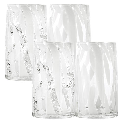 4pc Ecology Camille Hi Ball Soda Lime Glass Tumblers Drinking Cups 420ml White