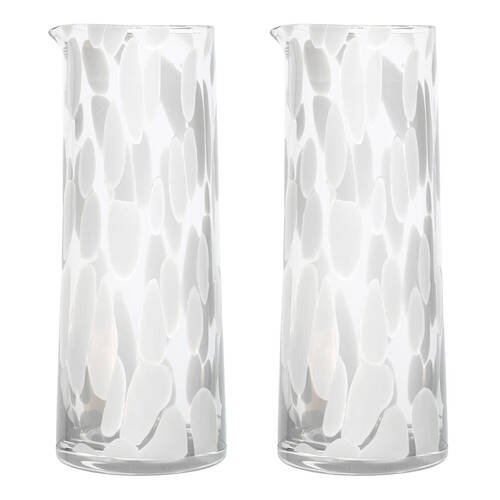 2PK Ecology Camille Soda Lime Glass Carafe Drink Decanter Jug 1.3L White