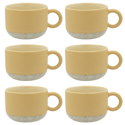 6PK Ecology Stoneware Kitchenware Hull Drinking Mug Cup 370ml/14cm Lemon