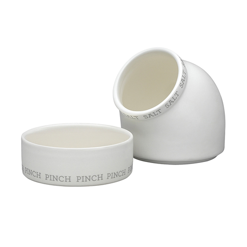 2pc Ecology Abode Salt Cellar & Pinch Porcelain Pot - White