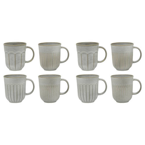 8pc Ecology 330ml Stoneware Chapel Mugs 12.5x10.5cm - Grey