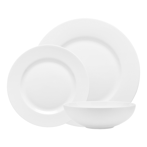 12pc Ecology Canvas Dinner Set Rim Plate/Bowl - White