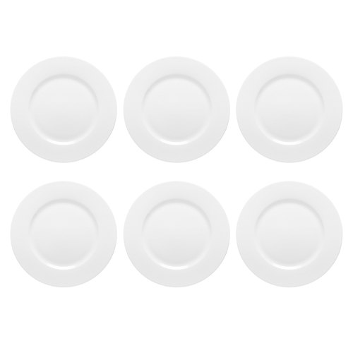 6PK Ecology 26.5cm Canvas Dinner Plate Rim Dinnerware - White