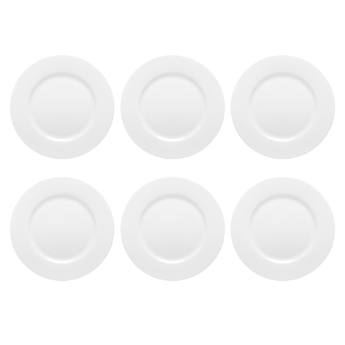 6PK Ecology 26.5cm Canvas Dinner Plate Rim Dinnerware - White