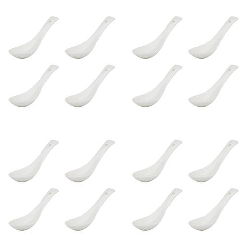 16pc Ecology Fine Bone China Canvas Soup Spoons - White