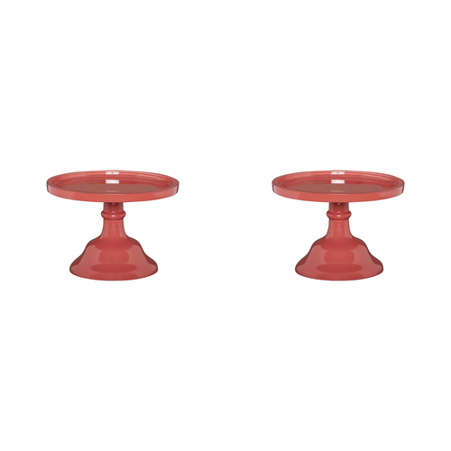 2PK Ecology Glass Torte Cake Stand Dessert Display 19x13cm Lobster Red