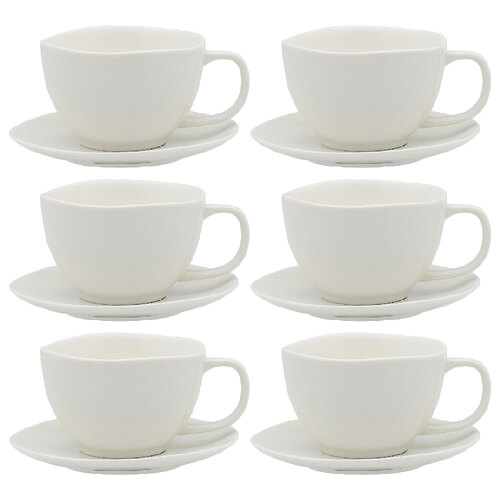 6PK Ecology Elegant Kitchenware Porcelain Haven Teacup & Saucer 270ml