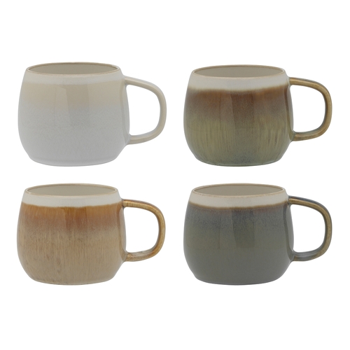 4pc Ecology Bulb Stripe 360ml Stoneware Coffee Mug w/ Handle Set Round