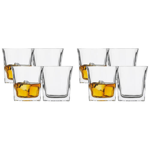2x 4pc Ecology Louis Soda Lime Glass Whiskey Drinking Glasses 250ml Clear