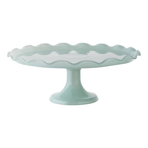 Ecology Soda Lime Glass Ruffle Fluted Edged Cake Stand 33 x 12.5cm Midday