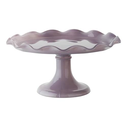 Ecology Soda Lime Glass Ruffle Fluted Edged Cake Stand 26 x 12.5cm Iris